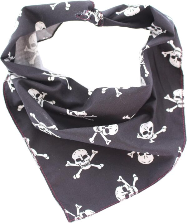 Pet Pooch Boutique Skulls Bandana for Dog, Medium/Large, Black