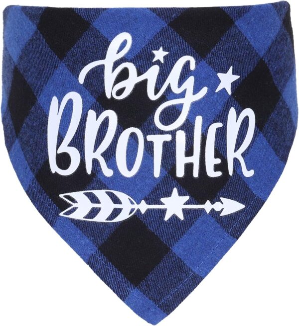 Plaid Dog Bandana Scarf,Big Sister Brother Dog Bandana Buffalo Plaid Triangle Dog Scarf Reversible Plaid Triangle for Small Medium Dogs Pets (blue)