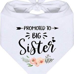 Promoted to Big Sister Dog Bandana - 1Pcs White Flower Pattern Pet Dog Triangle Scarf Bandanas Puppy Cat Scarf Bibs Accessories for Small Medium Dogs Pets Dog Birthday Gifts