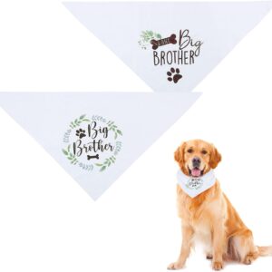 QINGYIWL Pet Dog Bandana 2 Pcs White Cotton Triangle Pet's Bandana Big Brother Words Plant Washable Scarf Bibs Accessories Chief for Medium Large Dogs and Pets Gifts 42 * 42 * 62cm