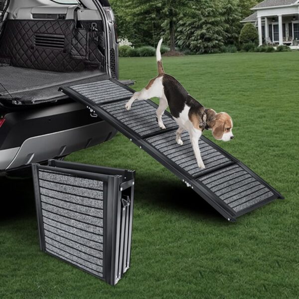 RIZTAIK Dog Ramp for Car,Folding Pet Steps for Medium & Large Dogs, Portable Pet Stair Ramp with Non-Slip Rug Surface, Dog Car Ramp Up to 250LBS Enter a Car SUV & Truck Outdoors, Black