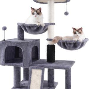 ROYPET Multi Level Cat Trees with Cat Houses Hammock ScratchingPosts,Grey …