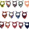 SLSON 14 Pack Dog Bandanas, Plaid Dog Scarf Washable Triangle Pet Bibs Kerchief for Puppy Small Dog and Medium Dog Cat Pets