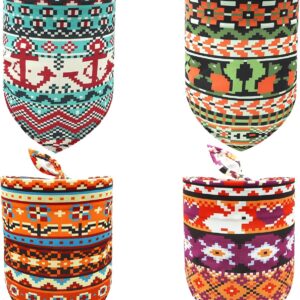 SLSON 4 Pack Dog Bandanas Variegated Pattern in Fair Isle Style Dog Scarf Washable Pet Triangle Bibs Kerchief for Small Medium Dogs Cats Pets