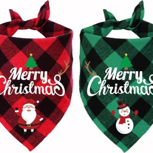 STMK 2 Pack Christmas Dog Bandanas, Holiday Dog Christmas Bandanas for Small Medium Large Dog Puppy Christmas Costumes (Small, Santa & Snowman)