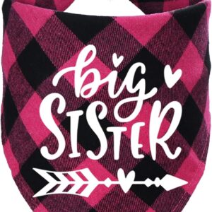 STMK Big Sister Plaid Dog Bandana, Pregnancy Announcement Plaid Dog Bandana, Gender Reveal Photo Prop, Pet Scarf Accessories, Pet Scarves for Dogs (Pink)