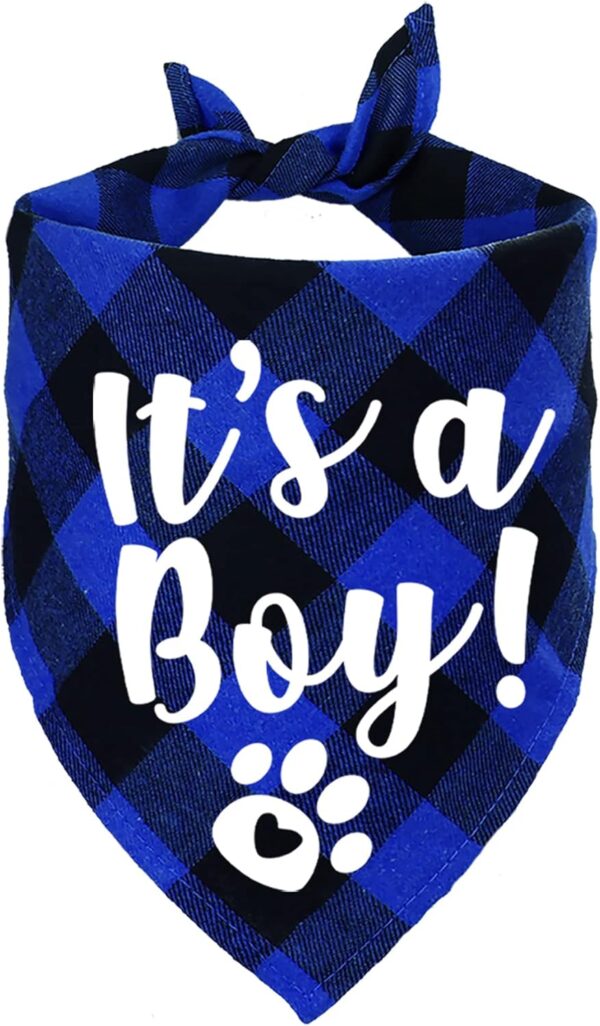 STMK It's A Boy Plaid Dog Bandana, Pregnancy Announcement Plaid Dog Bandana, Baby Announcement Plaid Dog Bandana Gender Reveal Photo Prop for Dog Puppy (Blue)