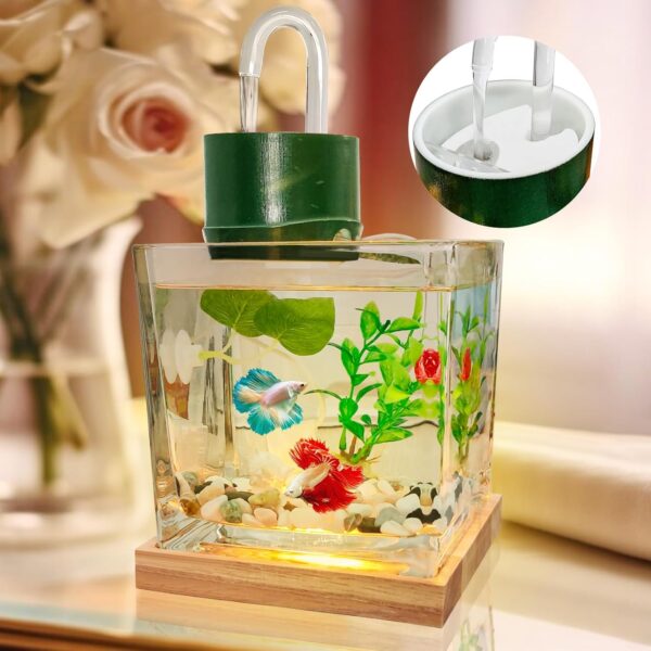 Small Betta Fish Tank,Fish Tank Starter Kit,0.8Gallon,Aquarium Tank Kit with LED Lighting,Fish Bowl Accessories for Turtle Reptile Shrimp Crab Insects as Decoration