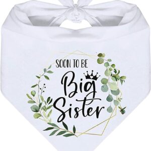 Soon to Be Big Sister Dog Bandana, White Pet Scarf Pregnancy Announcement Dog Bandana Baby Dog Gender Revealing Photo Props Accessories