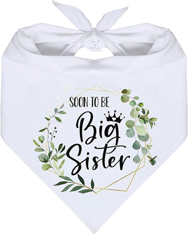 Soon to Be Big Sister Dog Bandana, White Pet Scarf Pregnancy Announcement Dog Bandana Baby Dog Gender Revealing Photo Props Accessories