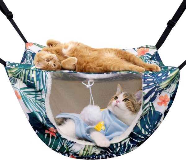 TIRTI Cat Cage Hammock, Double Layer Soft Plush Hanging Pet Bed, Suitable for Indoor Cats Kitten Ferret Hamster Rabbit or Small Animals, 2 Level Comfortable Hammock Bed for Spring/Summer/Winter