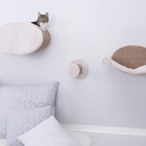 TRIXIE Wall Mount Cat Tree Lounge Set | Brown | Condo | Hammock | Scratching Post | Cat Furniture