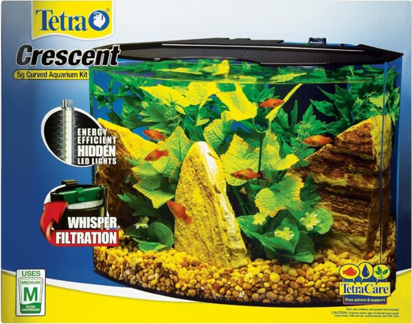 Tetra Crescent Acrylic Aquarium Kit, Energy Efficient LEDs, 5-Gallon