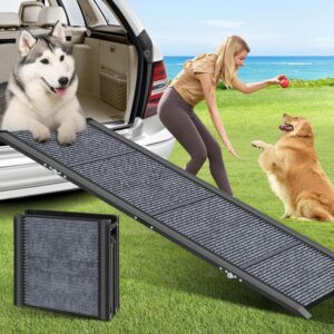 VASALAID Dog Car Ramp- Enhanced Width and Length 19.7" & 67" Large Dog Ramp with Non-Slip Surface Foldable Dog Ramp Supports Pets up to 250lbs Ideal for Cars, SUVs, and Trucks