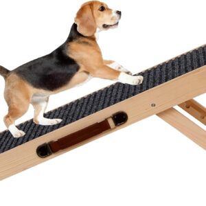 Wooden Dog Ramp Portable Pet Ramp Dog Ramp for Bed,Car Ramp for Small Dogs,Pet Ramp for Couch,Built in Handle for Travel,4 Adjustable Heights from 9.8" to18.1