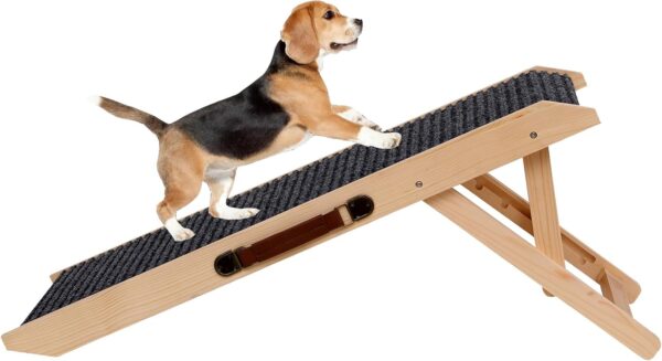 Wooden Dog Ramp Portable Pet Ramp Dog Ramp for Bed,Car Ramp for Small Dogs,Pet Ramp for Couch,Built in Handle for Travel,4 Adjustable Heights from 9.8" to18.1