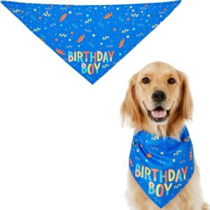 ZYBHMJE 1 Pcs Dog Birthday Bandana Dog Birthday Boy Bandana Triangle Scarf for Small, Medium, Large Dogs Bandana for Dogs Puppy Birthday Party Boy Dog Happy Birthday Bandana